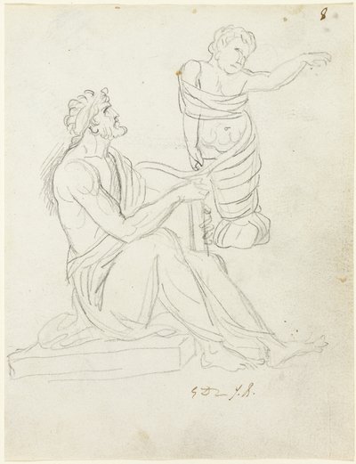 Siedzący mężczyzna i dziecko w powijakach autorstwa Jacques Louis David