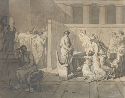Studium dla Liktorów przynoszących Brutusowi ciała jego synów, 1787. autorstwa Jacques Louis David