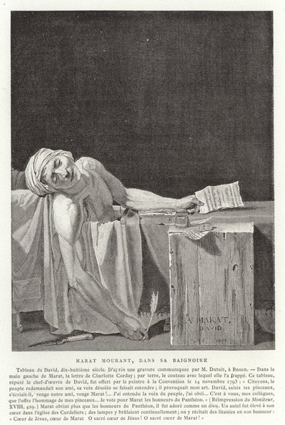 Śmierć Marata, 1793 autorstwa Jacques Louis David