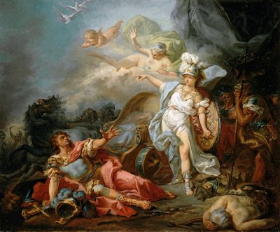 Walka Marsa z Minerwą, ok. 1771 r. autorstwa Jacques Louis David