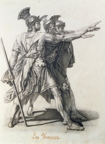 Przysięga Horatii, fragment Horatii (ołówek) autorstwa Jacques Louis David