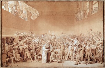 Przysięga Kortu Tenisowego (rysunek przygotowawczy) autorstwa Jacques Louis David