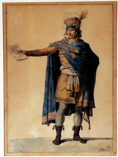 Przedstawiciel urzędującego człowieka Postać uosabia człowieka sprawiedliwości i porządku publicznego podczas Rewolucji Francuskiej. Akwarela Jacques Louis David (1748-1825) 1789 Paryż, Musee Carnavalet autorstwa Jacques Louis David
