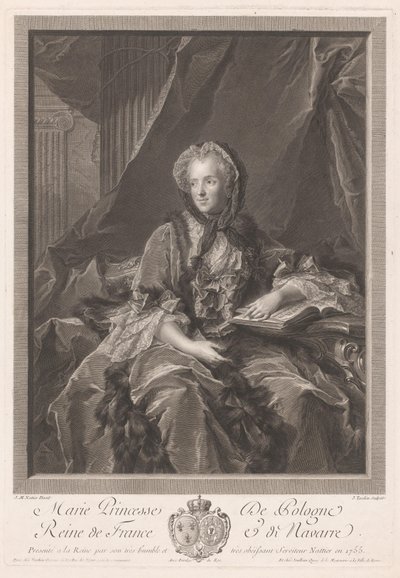 Portret van Koning Maria Leczińska autorstwa Jacques Nicolas Tardieu