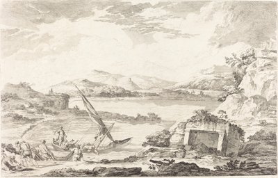 Widok na starożytny port Faleron, Ateny autorstwa Jacques Philippe LeBas after Julien David Le Roy