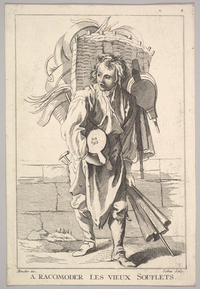 Rewers A Racomoder les Vieux Souflets Mend the Old Bellows, z Le Cri..., XVIII wiek. autorstwa Jacques Philippe Le Bas
