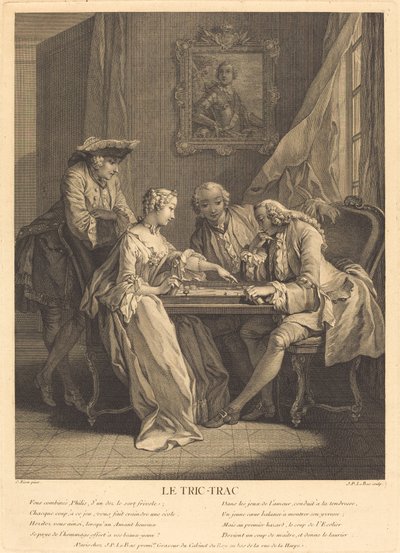 Le tric-trac autorstwa Jacques Philippe Le Bas after Charles Eisen