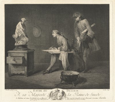 Studium rysunku (Lekcja rysunku) autorstwa Jacques Philippe Le Bas after Jean Siméon Chardin
