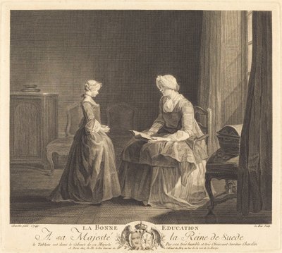 Edukacja La Bonne (Dobra Edukacja) autorstwa Jacques Philippe Le Bas after Jean Siméon Chardin