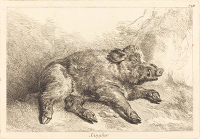 Sanglier (Dzik leży, skieruj się w prawo) autorstwa Jacques Philippe Le Bas and Jean Eric Rehn after Jean Baptiste Oudry