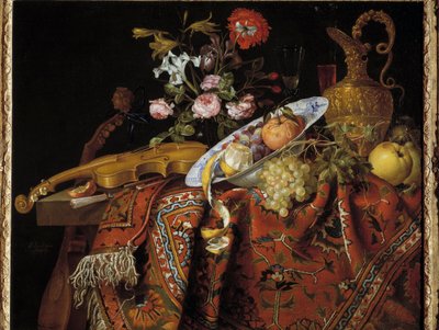Martwa natura ze skrzypcami i akwamarynem Malarstwo Jacques Samuel Bernard (1615-1687) autorstwa Jacques Samuel Bernard