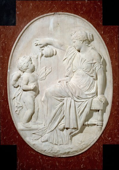 Pomnik w sercu Ludwika XIII: cztery cnoty kardynalne. Wstrzemięźliwość. Element wystroju z pomnika pogrzebowego Ludwika XIII w kościele św. Pawła Saint Louis (Saint Paul) rue Saint Antoine w Paryżu. Marmurowa płaskorzeźba Jacquesa Sarazina (1592-16 .) autorstwa Jacques Sarazin