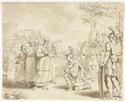 Alexander przed arcykapłanem autorstwa Jacques Stella