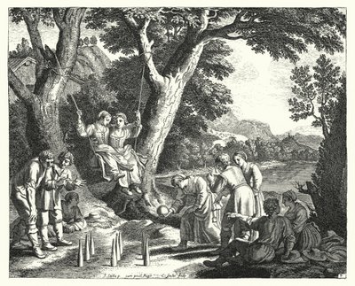 Chłopi relaks (grawerowanie) autorstwa Jacques Stella