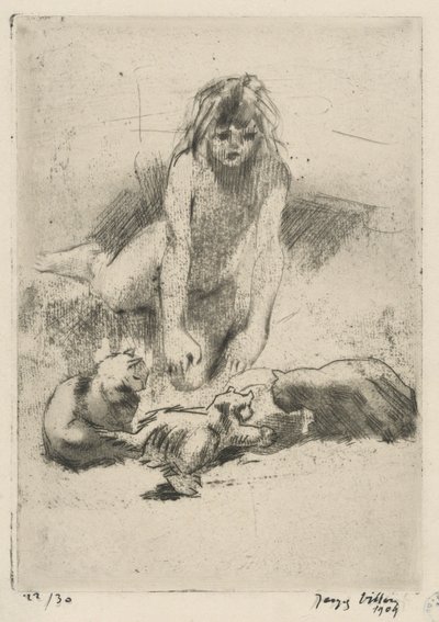 Minne et les chats buvant (Minne i pijące koty), z apartamentu Le bain de Minne (Minne autorstwa Jacques Villon