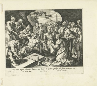 Wskrzeszenie Łazarza Vita, passio et resvrrectio Iesv Christi (tytuł serii) Życie, męka i zmartwychwstanie Chrystusa (tytuł serii) autorstwa Jacques de Bie