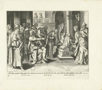 Hojność biednej wdowy Vita, passio et resvrrectio Iesv Christi (tytuł serii) Życie, męka i zmartwychwstanie Chrystusa (tytuł serii) autorstwa Jacques de Bie