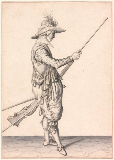 Żołnierz ładujący muszkiet, "Ramme in Your Pouder" autorstwa Jacques de Gheyn II