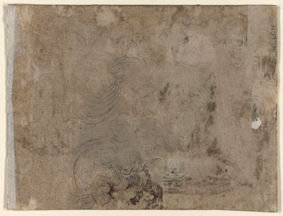 Młodzież siedząca przy stole (rekto); Głowa dziecka z kręconymi włosami (verso) autorstwa Jacques de Gheyn II