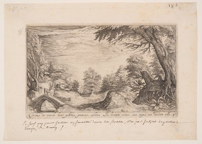 Krajobraz z jeleniem na moście, od Landscapes autorstwa Jacques de Gheyn II