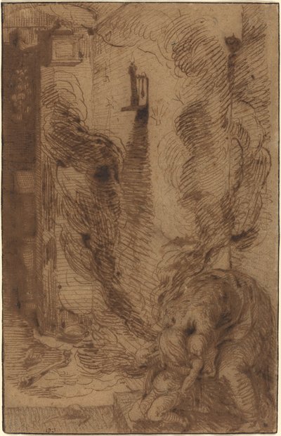 Scena czarów z wampirem [recto] autorstwa Jacques de Gheyn II