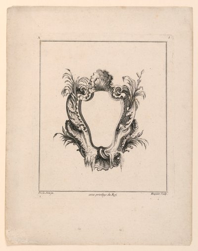 Szyld, z "Recueil Nouveau de Differens Cartouche" autorstwa Jacques de Lajoüe