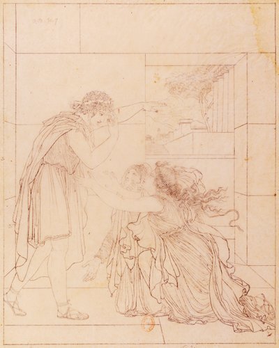 Andromaque u stóp Pyrrhus, ilustracja do Andromaque autorstwa Jeana Racine