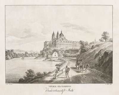 Dolna Austria, klasztor benedyktynów w Melku, 1819. autorstwa Jakob Alt