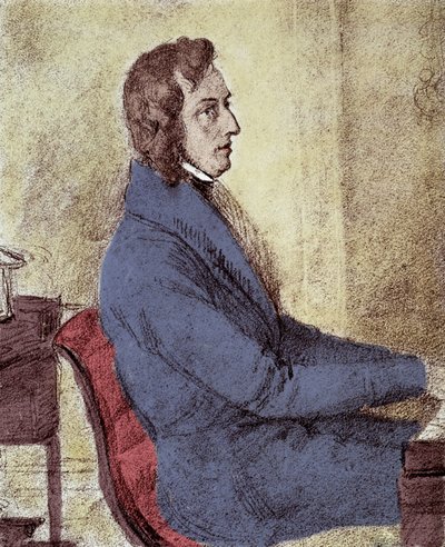 Portret Fryderyka Chopina (1810-1849), polskiego kompozytora. - rysunek Gotzenbergera autorstwa Jakob Goetzenberger