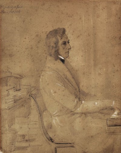 Fryderyk Chopin przy fortepianie. autorstwa Jakob Götzenberger