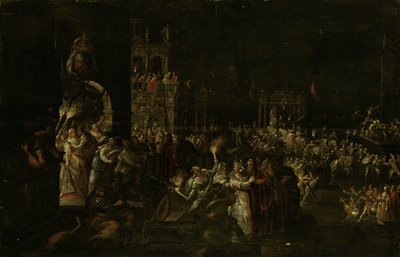 Karnawałowa noc na barokowym placu autorstwa Jakob Isaaksz Swanenburgh