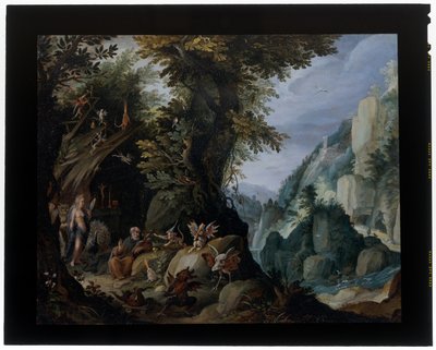 Kuszenie św. Antoniego w krajobrazie autorstwa Jakob Isaaksz Swanenburgh