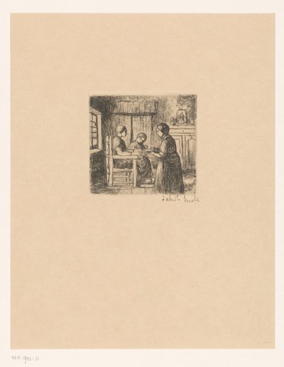 Wnętrze z trzema osobami Chory (tytuł na obiekcie) autorstwa Jakob Smits (signed by artist)