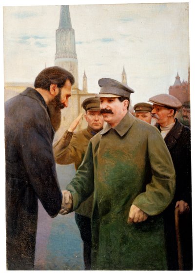 Józef Stalin i geofizyk Otto Y Schmidt, lata 30. XX wieku autorstwa Jakov Kalinichenko