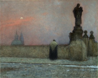 Debiut wieczoru na Hradczanach (Praga, Czechy) - Wczesny wieczór na Hradczanach - Jakub Schikaneder (1855-1924). olej na płótnie autorstwa Jakub Schikaneder
