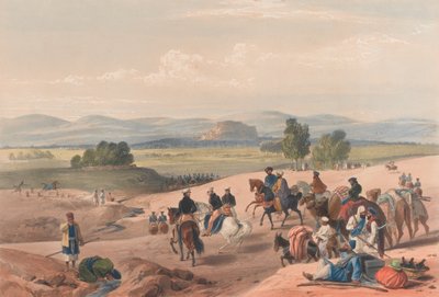 Podejście do twierdzy Kwettah [sic], ok. 1839 (litografia, zabarwiona) autorstwa James (after) Atkinson