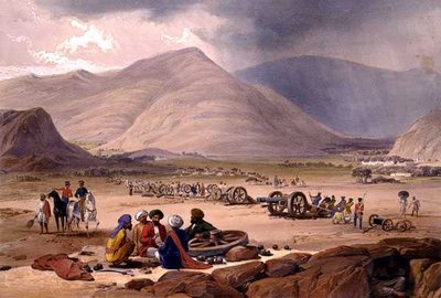 Wioska Urghunde z „Szkiców w Afganistanie”, rytowanych przez Charlesa Haghe (1810-88) i Louisa Haghe (1806-85) wydanego przez Henry