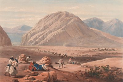 Widok na górę Baba-Naunee, ok. 1839 (litografia, przyciemniana) autorstwa James (after) Atkinson