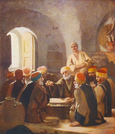 Ziemia Święta: Wieczorny posiłek wśród Fellahheenów (kolorowa litografia) autorstwa James (after) Clark