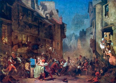 The Porteous Mob (kolorowa litografia) autorstwa James (after) Drummond