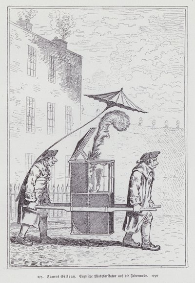 Angielska kreskówka szydząca z mody dla kobiet noszących pióropusze autorstwa James (after) Gillray