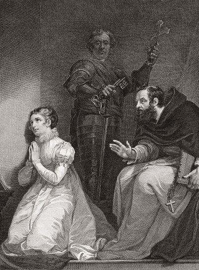 John Feckenham odwiedza Lady Jane Grey w Tower of London (druk) autorstwa James (after) Northcote