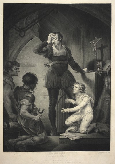 Król Jan. Akt IV, scena I- Hubert z Arturem w więzieniu autorstwa James (after) Northcote