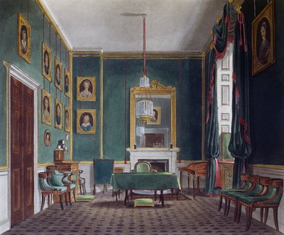 Zielony salonik, Grawer Daniela Havella (1785-1826), wg projektu Jamesa Stephanoffa (ok. 1788-1874), Z dziejów rezydencji królewskich autorstwa James (after) Stephanoff
