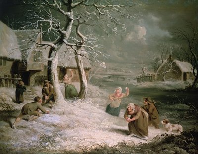 Chłopi Snowballing, ok. 1790 (olej na płótnie) autorstwa James (attr. to) Ward
