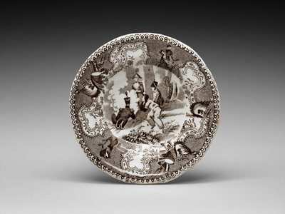 Talerz na filiżankę, ok. 1837-1856 (ceramika szkliwiona ołowiem z nadrukiem transferowym) autorstwa James (attr.to) Beech