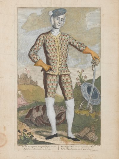 Książę Karol Edward Stuart (kolorowy grawerunek) autorstwa James (c.1692 1767) (after) Wasdail