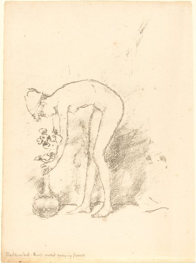 Nagi model układający kwiaty, ok. 1930 r. 1892. autorstwa James Abbott McNeill Whistler