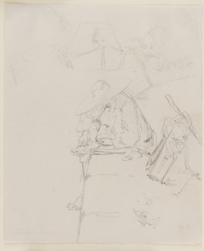 Mężczyzna siedzący na skraju muru, 1858 r. autorstwa James Abbott McNeill Whistler