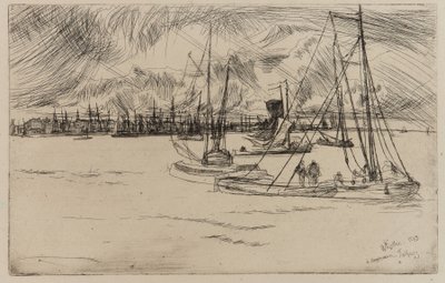 Amsterdam, z Tolhuis, 1863. autorstwa James Abbott McNeill Whistler
